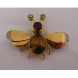 18ct yellow gold bug brooch/pendant set with various coloured stones approx total weight 13.2g