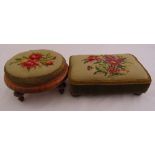 Two Victorian foot stools both with tapestry upholstery, a. 14.5 x 30cm b. 10.5 x 36 x 26cm