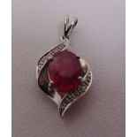 18ct white gold, ruby and diamond pendant, approx total weight 4.0g