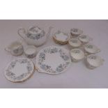 Royal Albert Silver Maple pattern tea set for six place settings to include a teapot, a milk jug,