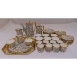 Halcyon Days tea and coffee service to include teapot, coffee pot, milk jug, sugar bowl, plates,