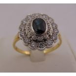 18ct gold, diamond and sapphire ring, approx total weight 8.4g