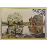 Walford framed oil on canvas titled Fladbury Ferry River Avon, signed bottom left, 61 x 91.5cm