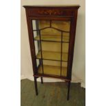 An Edwardian rectangular mahogany and inlaid satinwood glazed display cabinet on four tapering