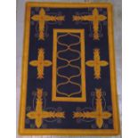 V'Soske rectangular rug with repeating designs, retailed by Liberty, label to underside, 198 x 137