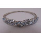 9ct white gold and aquamarine bangle, approx total weight 19.0g