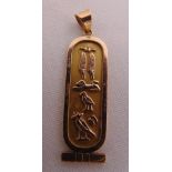 An Egyptian gold pendant, tested 14ct, approx total weight 4.1g