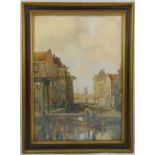 Herman Cornelius Adolf Paradies framed and glazed watercolour of an urban Dutch canal, signed bottom