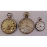 Three pocket watches to include a Fides Railway Regulator, an Ingersoll Crown and a ladies silver