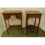 Two rectangular mahogany bedside tables, the drawers with brass swing handles, 72 x4 9.5 x 31.5cm