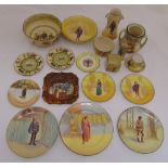 A quantity of Doulton Shakespeare and Dickens themed porcelain to include vases, bowls, plates,