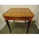 An Italian rectangular Sorrento style games table inlaid with floral clusters and stylised leaves