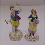 Two Spode Chelsea figurines to include a flower seller and a girl with a bird, tallest 16.5cm (h)