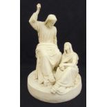 J S Westmacott Copeland Parian ware figural group of Christ and Mary, 50cm (h) A/F