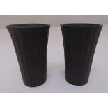 A pair of Wedgwood black basalt beakers of tapering conical form, marks to the bases, 11.5cm (h)