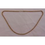 9ct yellow gold rope twist necklace, approx total weight 12.2g