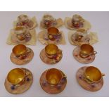 Royal Worcester fallen fruit W9535 cabinet cups and saucers for twelve decorated with fruit and