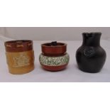 Doulton tobacco jar and cover, a ceramic tobacco jar and a Courage jug (3)
