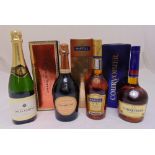 Courvoisier cognac, Martell cognac, Laurent Perrier Rose Brut champagne and Louis Vertay champagne