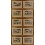 A set of ten framed and glazed Qing period watercolour paintings on pith paper depicting figures