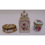 Three continental porcelain covered boxes of various shape and form