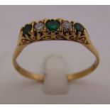 9ct yellow gold, diamond and emerald ring, approx total weight 3.1g