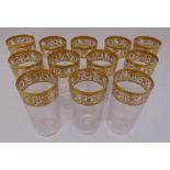 Twelve St Louis Thistle Gold crystal highball glasses, etched to the bases, 14cm (h)