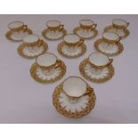 Doulton Burslem coffee set HB3005 C8232 decorated with gilding to include ten cups and saucers