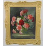 Victor Hernadez framed oil on canvas still life of flowers, signed bottom right, 50.5 x 40.5cm