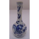 A Chinese blue and white bottle vase decorated with dragons and bats, 15cm (h)