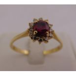 18ct yellow gold, ruby and diamond ring, approx total weight 3.8g