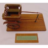 N H Mindham wooden model of a governess cart on rectangular plinth, 21.5 x 38.5 x 20.5cm