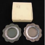 A pair of Lalique Honfleur frosted leaf dishes in original box, 15cm (d)