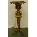 A gilded wooden figural plant stand on four outswept legs, 110cm (h)