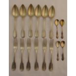 A quantity of continental white metal teaspoons, tablespoons and forks, approx total weight 969g