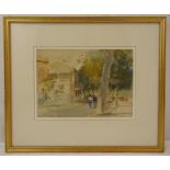 Roland Batchelor framed and glazed watercolour titled Cahors on the River, signed bottom left, 20.