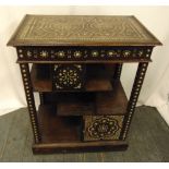 A Moroccan style rectangular mahogany and inlaid Mother of Pearl display stand, 82 x 65 x 39cm