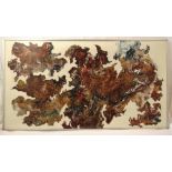 Brian Cooper framed oil on canvas abstract of autumn leaves, signed bottom left, 63 x 116cm