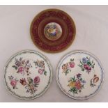 A pair of Coalport hand painted Old Coalport Style plates retailed by Cowell & Hubbard of