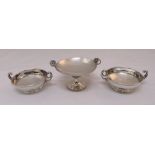 Three silver hallmarked bonbon dishes, approx total weight 242g