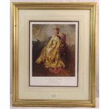 Terence Cuneo framed and glazed limited edition polychromatic print of Queen Elizabeth II, 133/