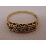 9ct yellow gold, emerald and diamond ring, approx total weight 1.6g