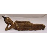 A Thai gilded bronze recumbent Buddha 47cm (w)
