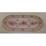 Herend shaped rectangular two handled tray, marks to the base, 44.5 x 17.5cm