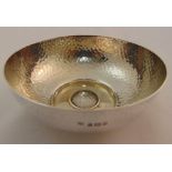 Silver hand hammered bowl with inset coin, London 1918, approx total weight 120g
