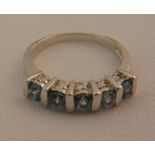 9ct gold and zircon five stone ring, approx total weight 3.8g