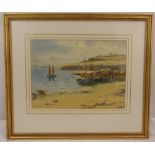 Warren Williams ARCA framed and glazed watercolour titled Red Wharf Bay Anglesey, signed bottom