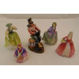 Five Royal Doulton figurines to include The Drummer Boy HN2679 22cm (h), Buttercup HN2309 18cm (