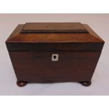 An Edwardian rectangular tea caddy, 15 x 21 x 13cm, A/F