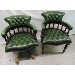 Two reproduction Captains chairs, one on castors